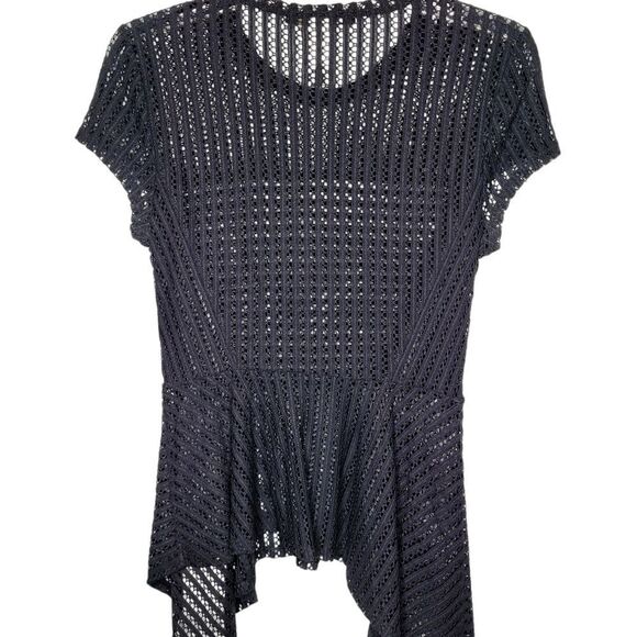 BCBGMaxazria Striped Lace Asymmetrical Hem Top Size S - Picture 7 of 9